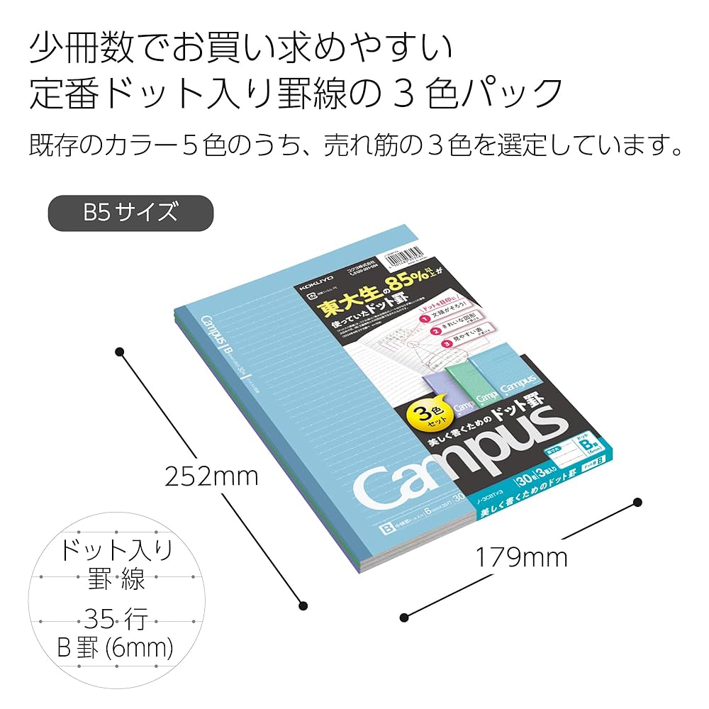 Amazon.co.jp: コクヨ キャンパス ノート セミB5 ドット入りB罫